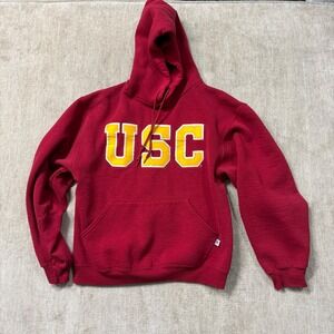 Russell Athletic USC Trojans Hoodie Mens Small Red Collegiate Sweatshirt